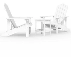 Sodo Adirondack kėdės su staliuku, baltos spalvos, HDPE
