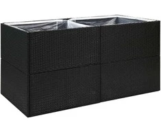 Sodo lovelis, juodos spalvos, 157x80x80cm, poliratanas