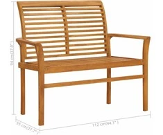 Sodo suoliukas su taupe spalvos pagalvėle, 112cm, tikmedis
