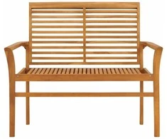 Sodo suoliukas su žalia pagalvėle, 112cm, tikmedžio masyvas