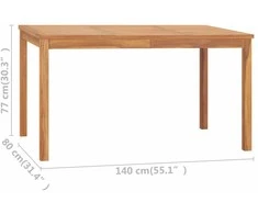 Sodo valgomojo stalas, 140x80x77cm, tikmedžio medienos masyvas
