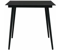 Sodo valgomojo stalas, juodas, 80x80x74cm, plienas ir stiklas