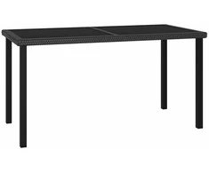 Sodo valgomojo stalas, juodos spalvos, 140x70x73cm, poliratanas