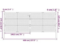 Sodo vartai, antracito spalvos, 400x175cm, plienas