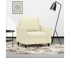Sofa Krėslas, kreminės spalvos, 60cm, dirbtinė oda