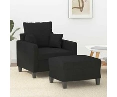Sofa Krėslas su pakoja, juodos spalvos, 60cm, audinys