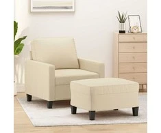 Sofa Krėslas su pakoja, kreminės spalvos, 60cm, audinys
