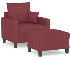 Sofa Krėslas su pakoja, raudonojo vyno spalvos, 60cm, audinys