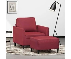 Sofa Krėslas su pakoja, raudonojo vyno spalvos, 60cm, dirbtinė oda