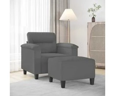 Sofa Krėslas su pakoja, tamsiai pilkas, 60cm, mikropluošto audinys