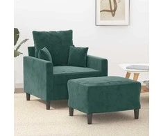 Sofa Krėslas su pakoja, tamsiai žalios spalvos, 60cm, aksomas
