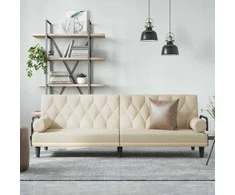Sofa-lova su porankiais, kreminės spalvos, audinys