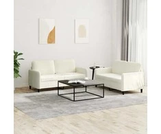 Sofa Sofos komplektas, 2 dalių, kreminės spalvos, aksomas