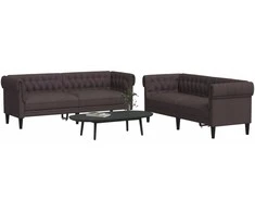 Sofa Sofos komplektas, 2 dalių, tamsiai rudos spalvos, audinys