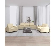 Sofa Sofos komplektas, 3 dalių, kreminės spalvos, audinys