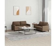 Sofa Sofos komplektas su pagalvėlėmis, 2 dalių, rudas, audinys
