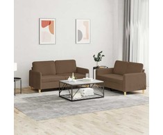 Sofa Sofos komplektas su pagalvėlėmis, 2 dalių, rudas, audinys