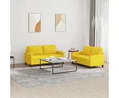 Sofa Sofos komplektas su pagalvėlėmis, 2 dalių, geltonas, audinys