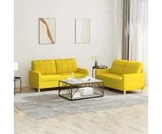 Sofa Sofos komplektas su pagalvėlėmis, 2 dalių, geltonas, audinys