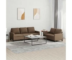 Sofa Sofos komplektas su pagalvėlėmis, 2 dalių, rudas, audinys