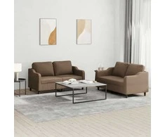 Sofa Sofos komplektas su pagalvėlėmis, 2 dalių, rudas, audinys