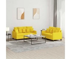Sofa Sofos komplektas su pagalvėlėmis, 2 dalių, geltonas, audinys