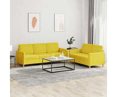 Sofa Sofos komplektas su pagalvėlėmis, 2 dalių, geltonas, audinys