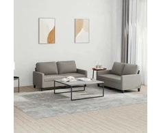 Sofa Sofos komplektas su pagalvėlėmis, 2 dalių, taupe, audinys
