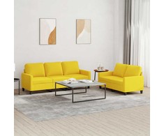 Sofa Sofos komplektas su pagalvėlėmis, 2 dalių, geltonas, audinys