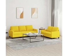 Sofa Sofos komplektas su pagalvėlėmis, 2 dalių, geltonas, audinys