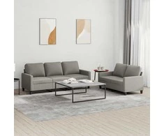Sofa Sofos komplektas su pagalvėlėmis, 2 dalių, taupe, audinys