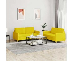 Sofa Sofos komplektas su pagalvėlėmis, 2 dalių, geltonas, audinys