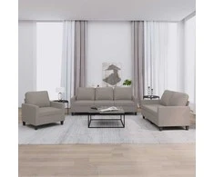 Sofa Sofos komplektas su pagalvėlėmis, 3 dalių, taupe, audinys