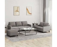 Sofa Sofos komplektas su pagalvėlėmis, 3 dalių, taupe, audinys