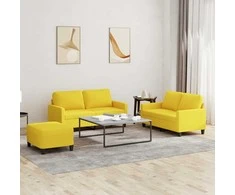 Sofa Sofos komplektas su pagalvėlėmis, 3 dalių, geltonas, audinys