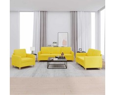 Sofa Sofos komplektas su pagalvėlėmis, 3 dalių, geltonas, audinys
