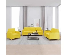 Sofa Sofos komplektas su pagalvėlėmis, 3 dalių, geltonas, audinys