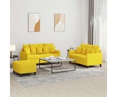 Sofa Sofos komplektas su pagalvėlėmis, 3 dalių, geltonas, audinys
