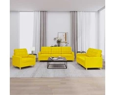 Sofa Sofos komplektas su pagalvėlėmis, 3 dalių, geltonas, audinys