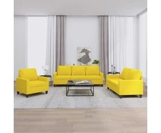 Sofa Sofos komplektas su pagalvėlėmis, 3 dalių, geltonas, audinys