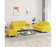 Sofa Sofos komplektas su pagalvėlėmis, 3 dalių, geltonas, audinys