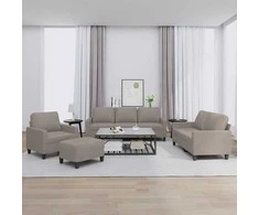 Sofa Sofos komplektas su pagalvėlėmis, 4 dalių, taupe, audinys