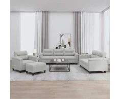 Sofa Sofos komplektas su pagalvėlėmis, 4 dalių, pilkas, audinys