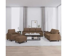 Sofa Sofos komplektas su pagalvėlėmis, 4 dalių, rudas, audinys