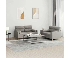Sofa Sofos komplektas su pagalvėmis, 2 dalių, taupe, audinys