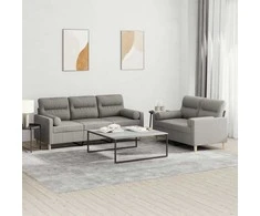 Sofa Sofos komplektas su pagalvėmis, 2 dalių, taupe, audinys