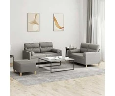 Sofa Sofos komplektas su pagalvėmis, 3 dalių, taupe, audinys