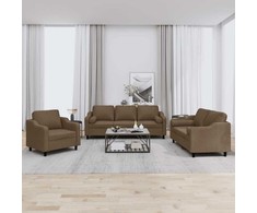 Sofa Sofos komplektas su pagalvėmis, 3 dalių, rudas, audinys
