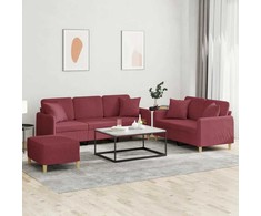 Sofa Sofos komplektas su pagalvėmis, 3 dalių, vyno, audinys