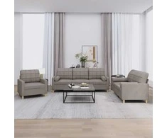Sofa Sofos komplektas su pagalvėmis, 3 dalių, taupe, audinys